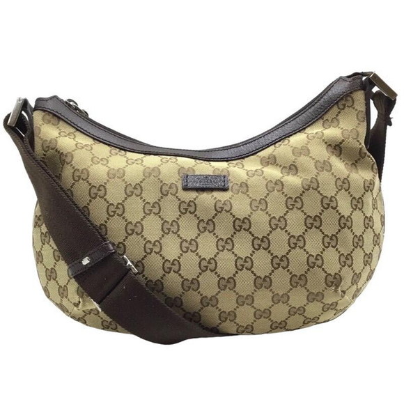Gucci GG Canvas Shoulder Bag Brown Beige - Picture 1 of 16